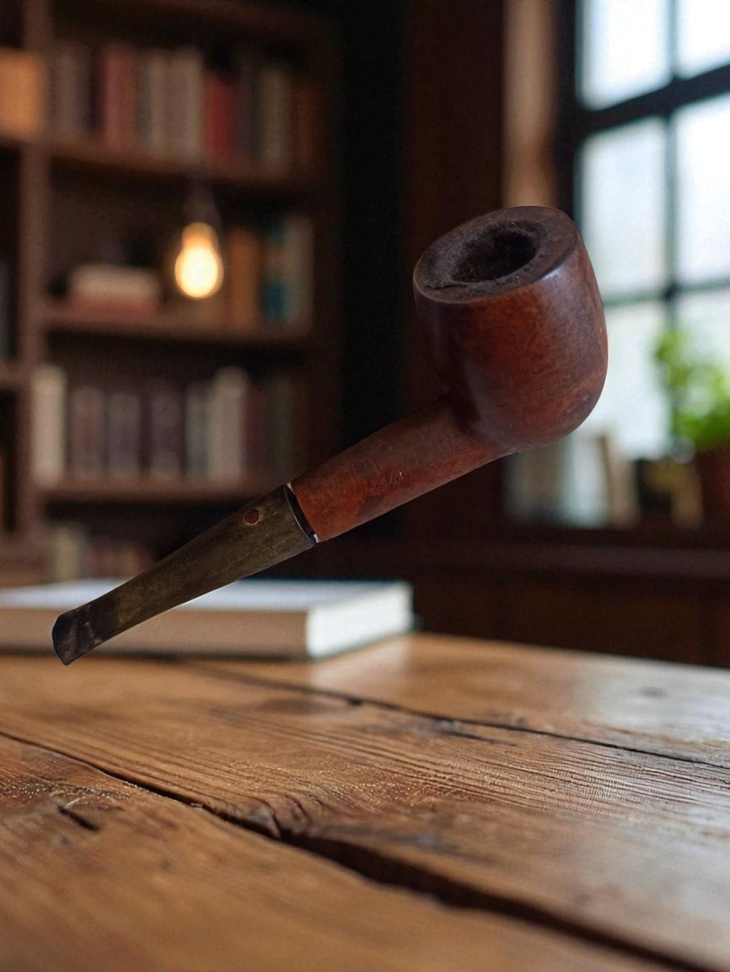 Pipe vintage droite signée, bruyère et ébonite, ancien fumeur tabac