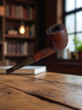 Pipe vintage droite signée, bruyère et ébonite, ancien fumeur tabac