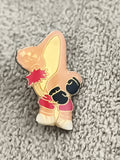 Pin's vintage boxeur lapin rose rouge, émail, badge ancien années 90 (Ref 1)
