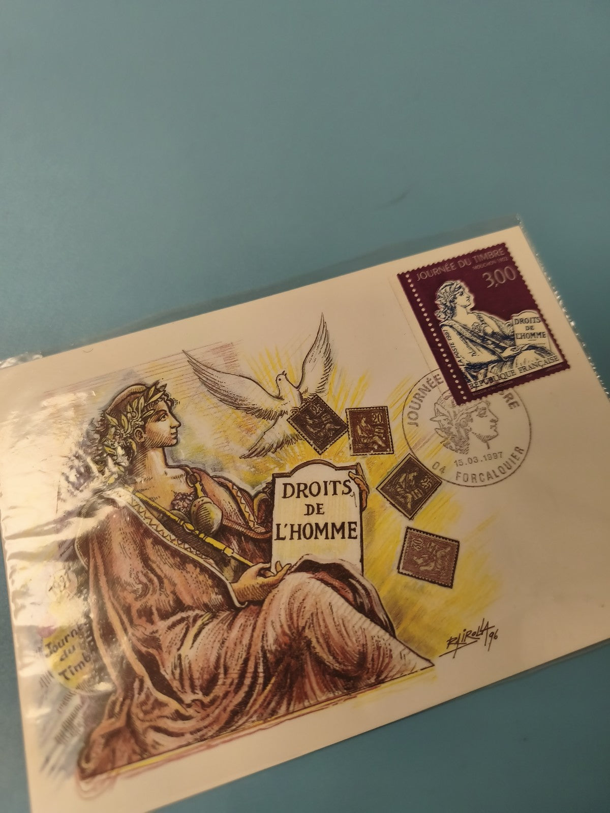 Ancienne enveloppe FDC Droits de l?Homme Journée du Timbre 1997 illustrée