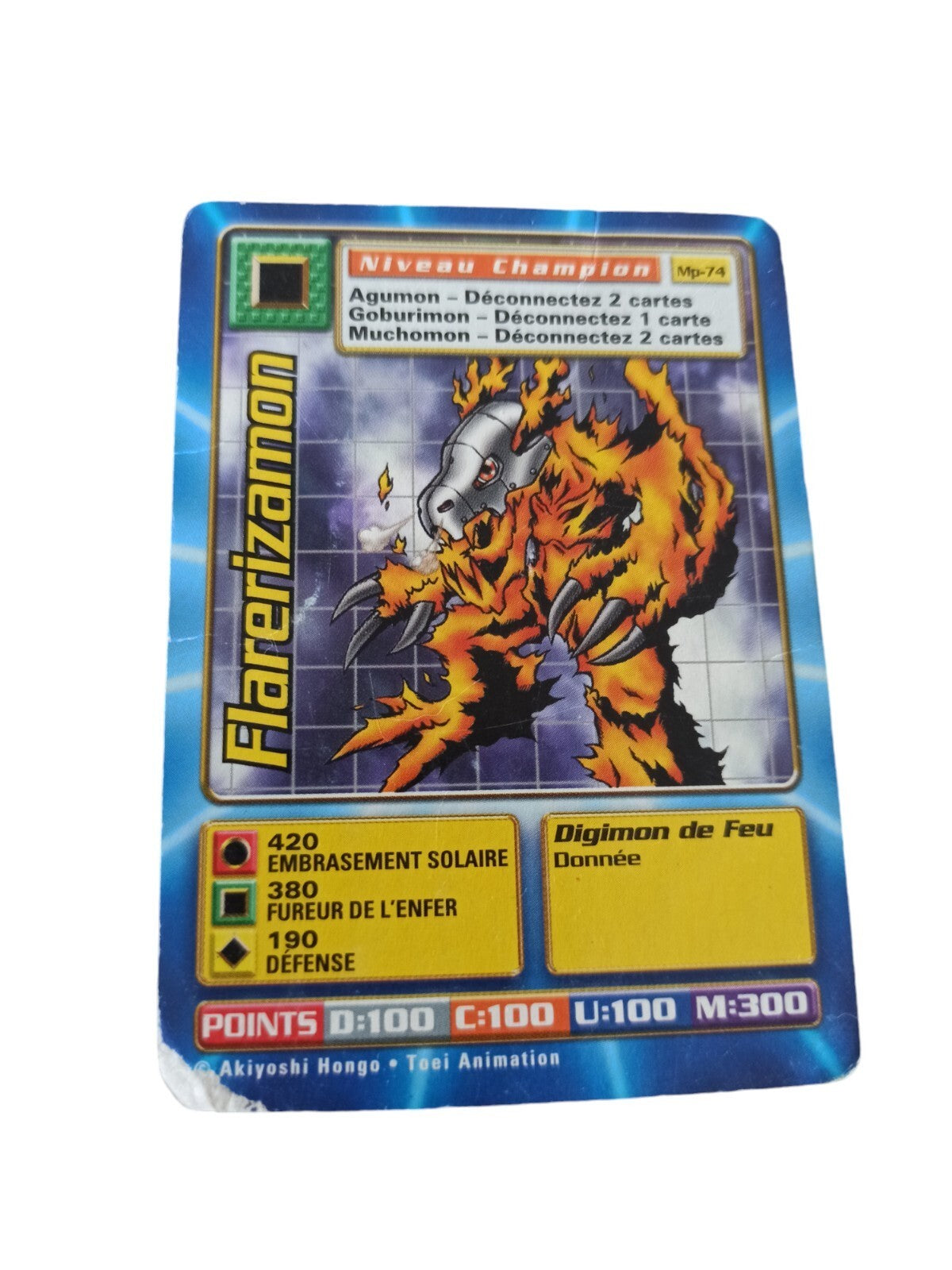 Carte Digimon Flarerizamon vintage, Niveau Champion, édition rare, jeu TCG