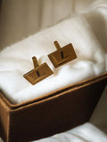 Boutons de manchette vintage plaqué or initiale L accessoire rétro élégant