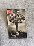 Carte postale fleurs Mon cœur vous les offre CPA timbre rouge