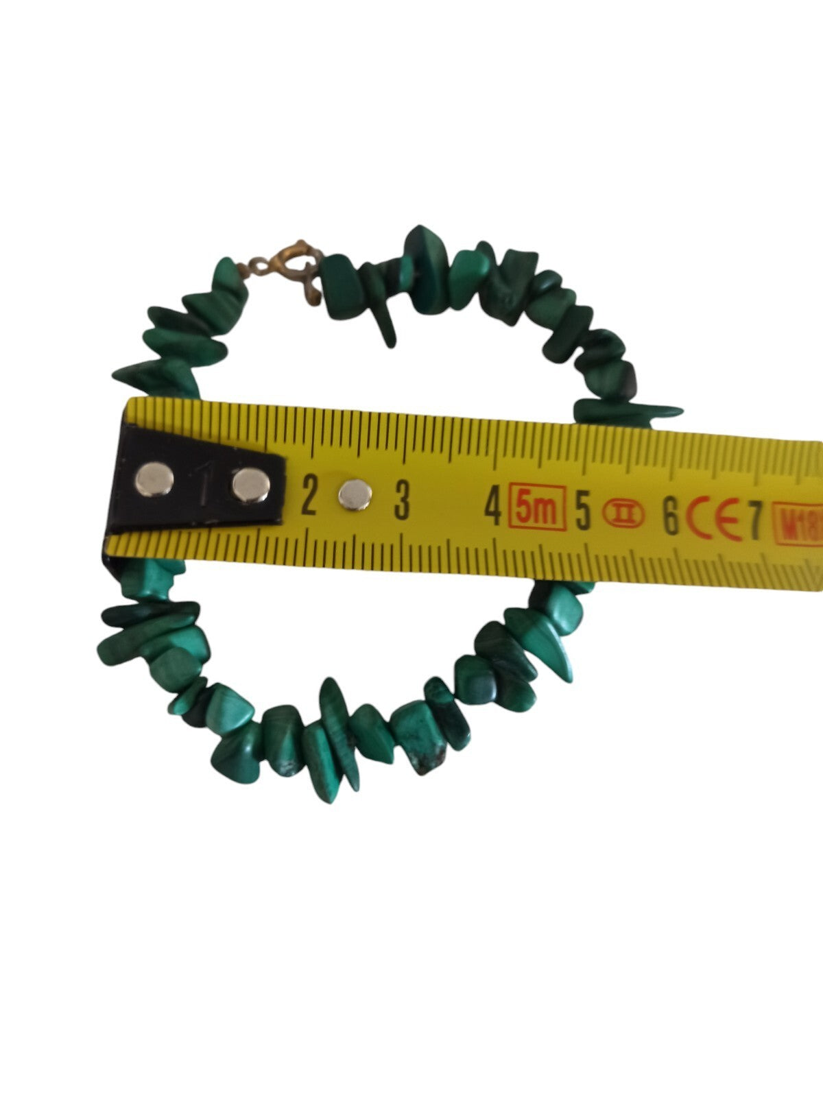 Bracelet vintage éclats de malachite naturelle vert, fermoir métal doré