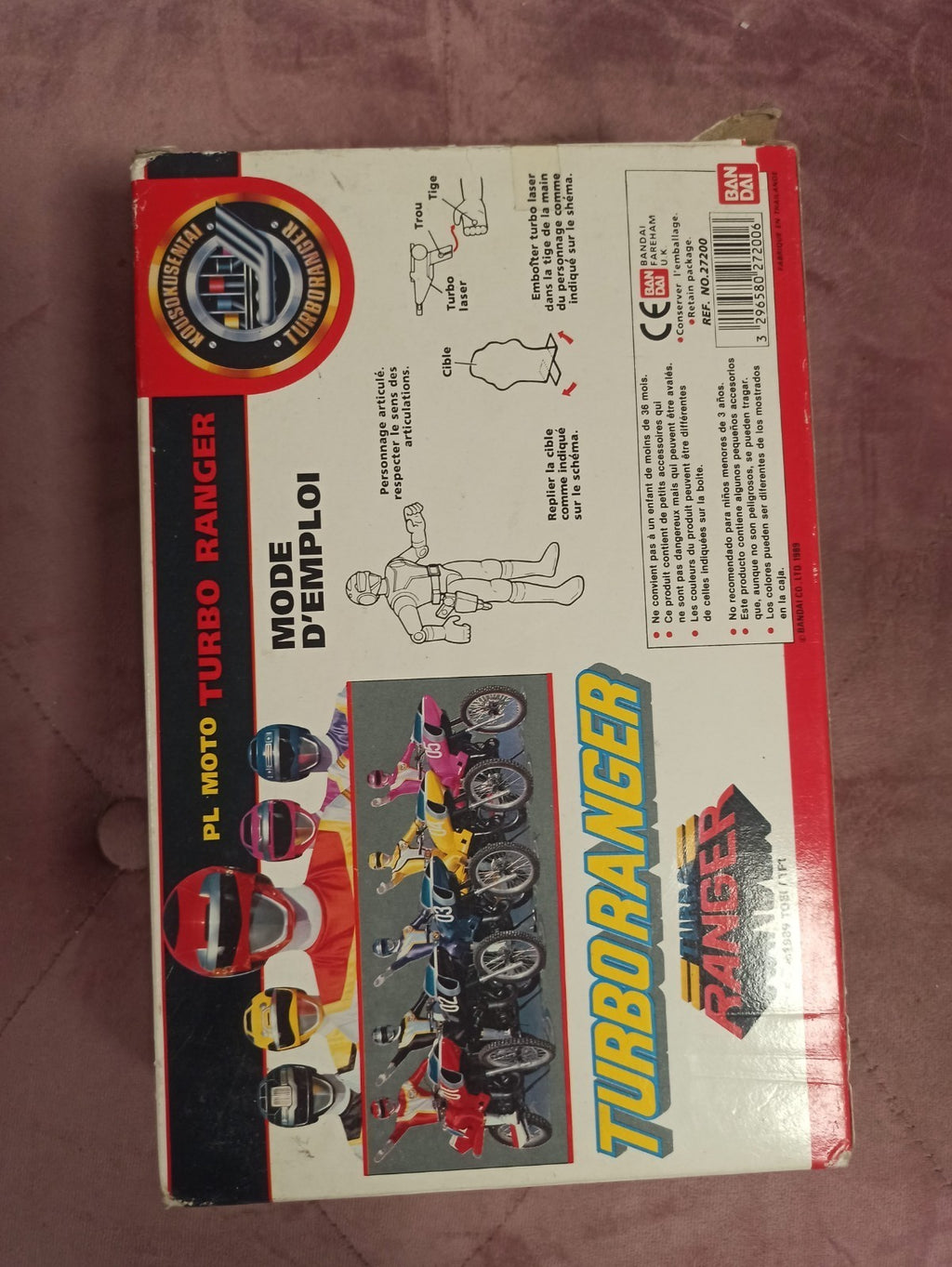 Vintage Bandai Turbo Ranger Moto Rose + Figurine 1989 France Sentai