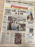 Ancien journal Le Provençal OM victoire D2 1996 football Marseille vintage