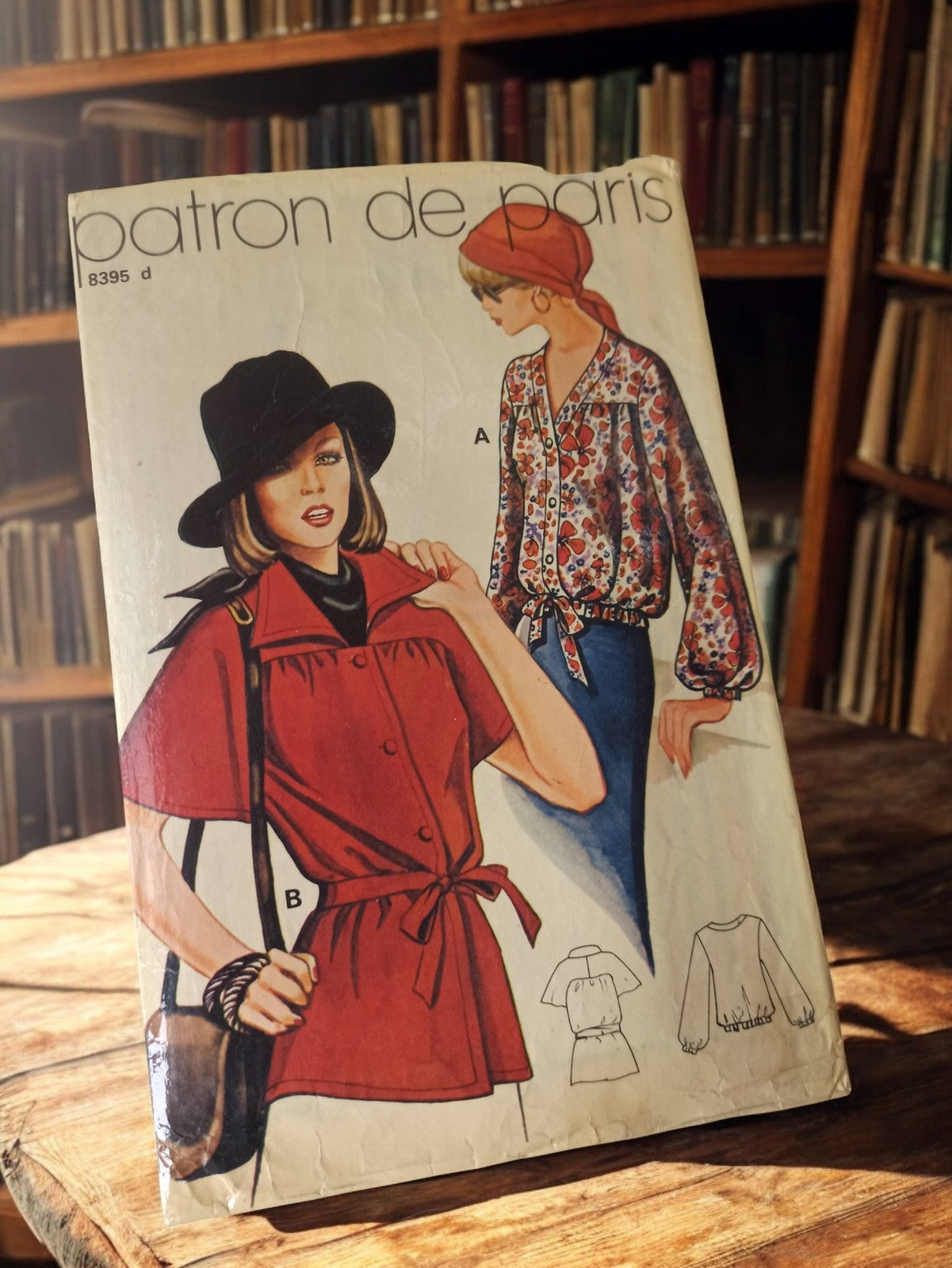 Patron couture vintage Patron de Paris 8395d blouse rétro ancien modèle original