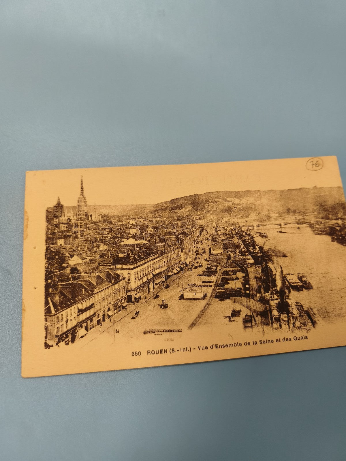 Carte postale ancienne animée Rouen vue Seine et quais collection rétro