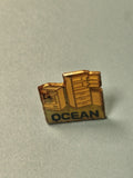 Vintage pin's publicitaire OCEAN électroménager jaune, badge rétro déco cuisine