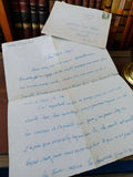 Lettre manuscrite ancienne 1945 + enveloppe bleue vintage écriture bleue rétro