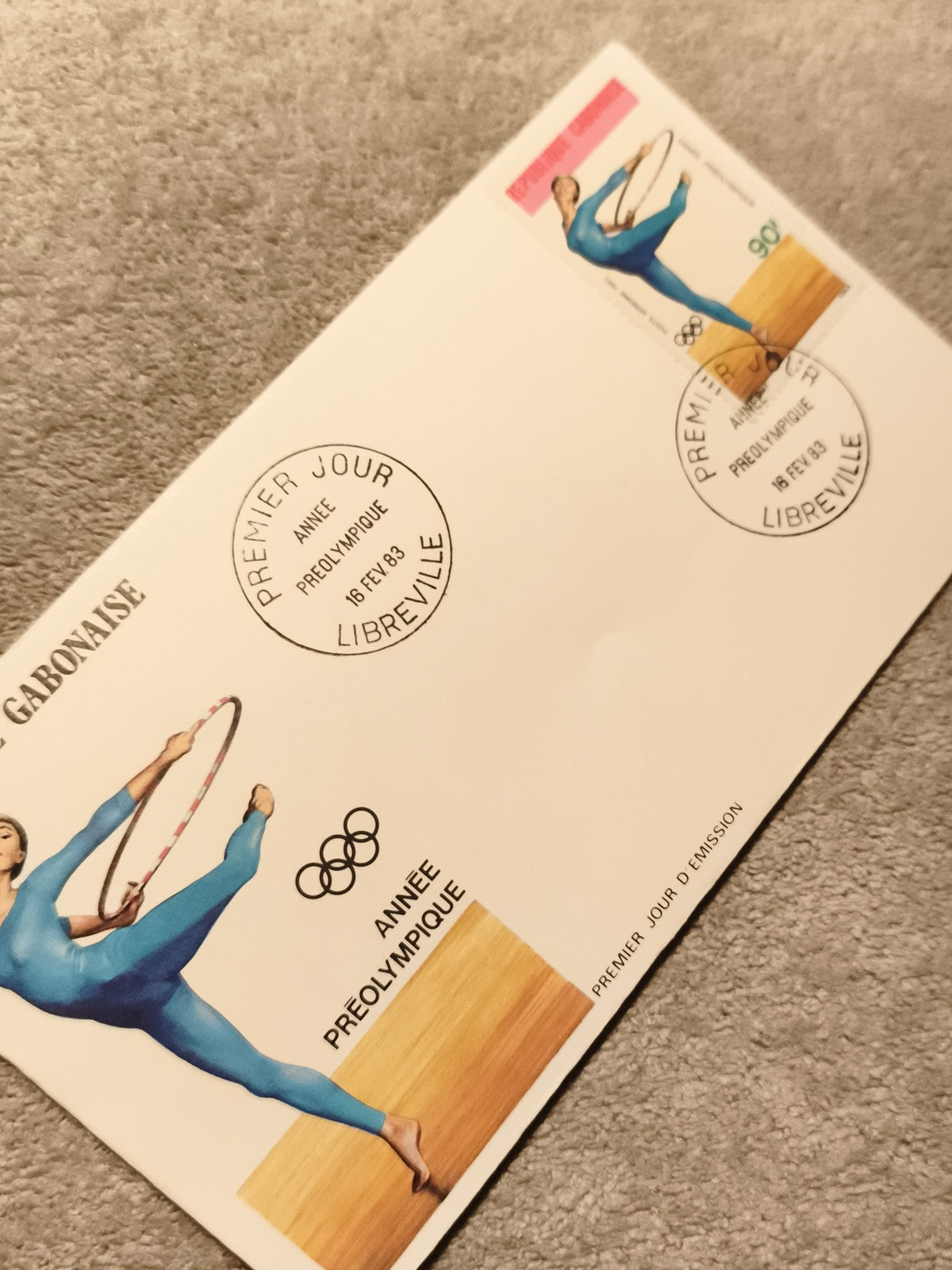 Lettre Premier Jour Gabon Année Préolympique 1983 gymnastique Libreville
