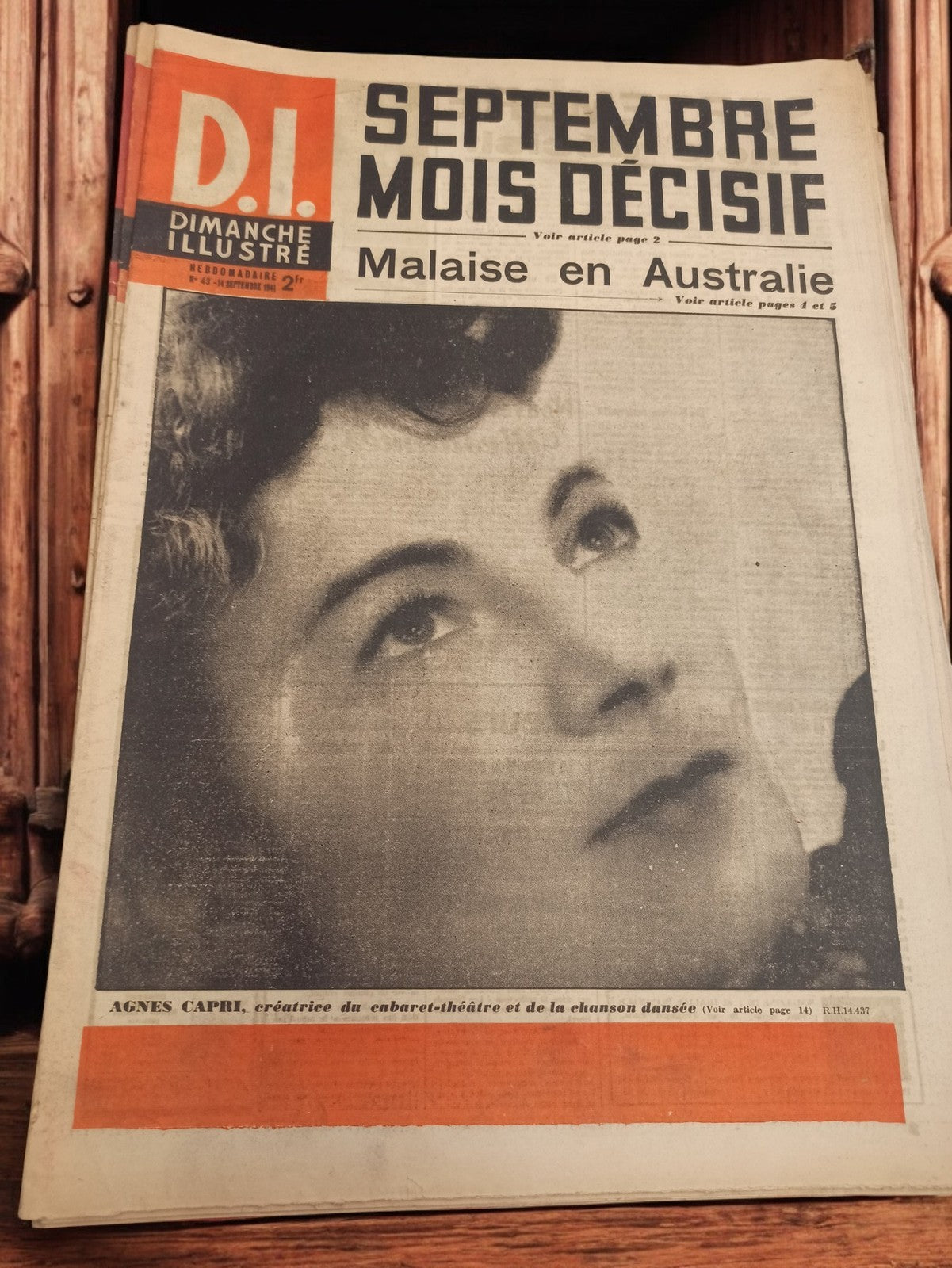 Magazine Dimanche Illustré 1941 ancien journal rétro Agnès Capri une couverture