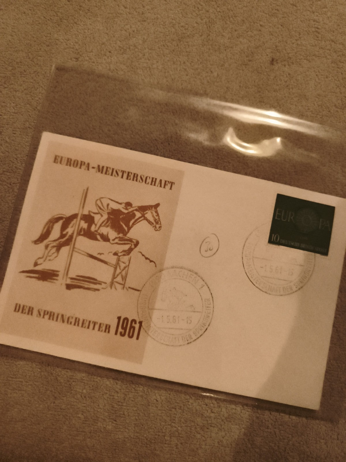 Lettre premier jour Europa-Meisterschaft 1961 saut d'obstacles Allemagne philaté