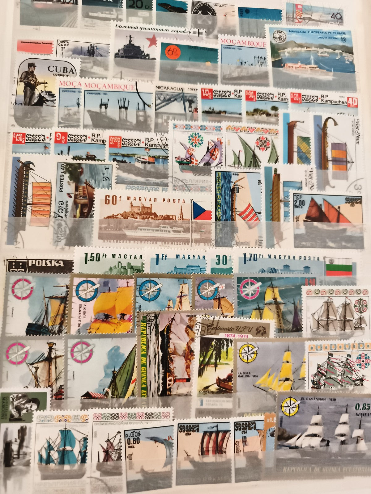 Timbres poste thématiques navires voiliers bateaux, lot philatélie maritime