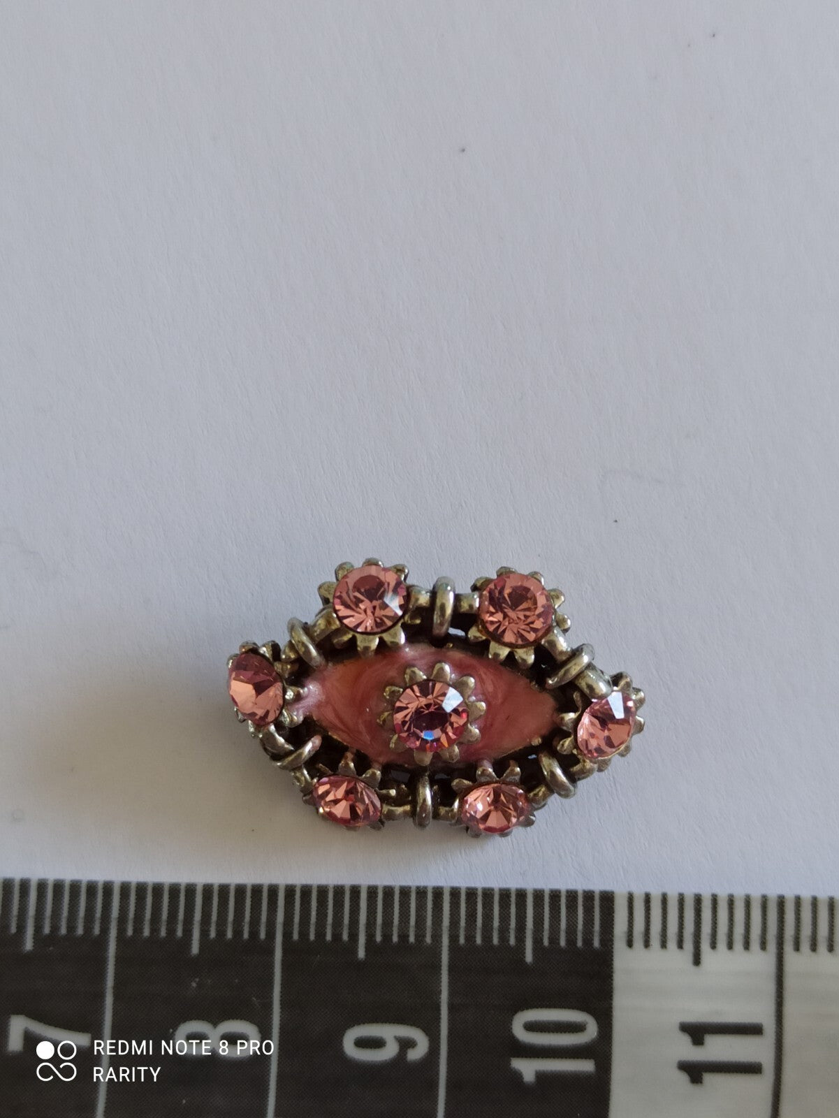 Broche vintage Remy Dis Paris rose strass années 80/90 Made in France