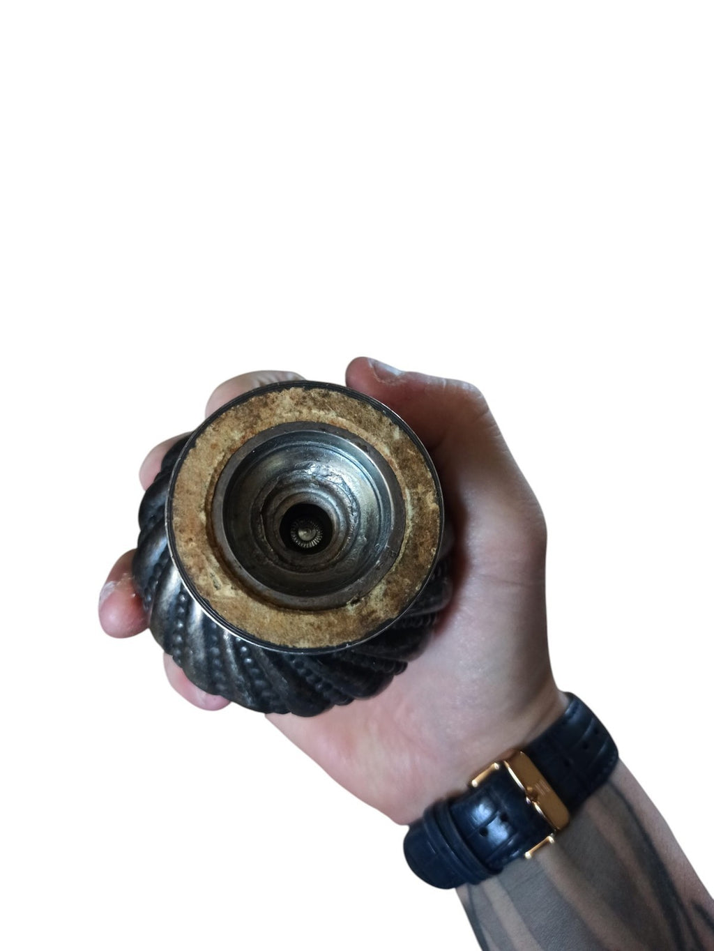 Briquet de table vintage en métal patiné, forme balustre, années 60/70