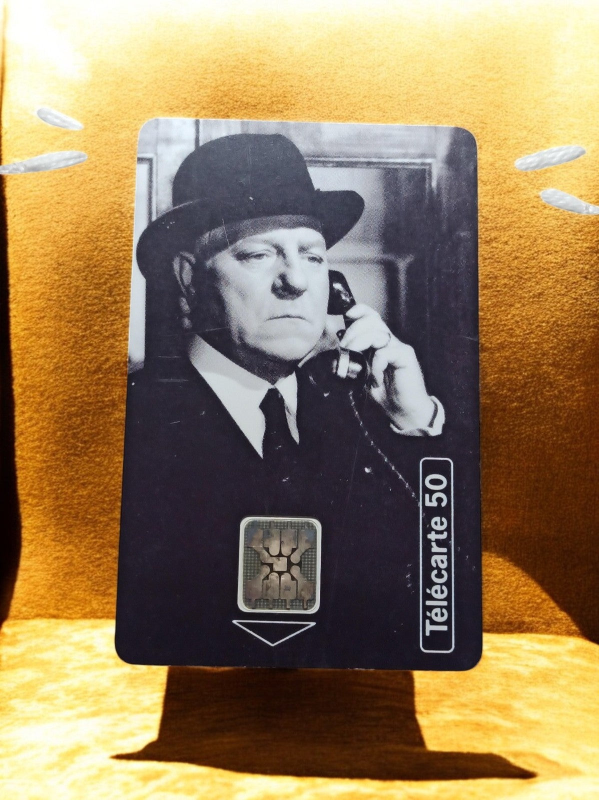 Télécarte 50 unités vintage noir & blanc – carte téléphonique rétro années 90