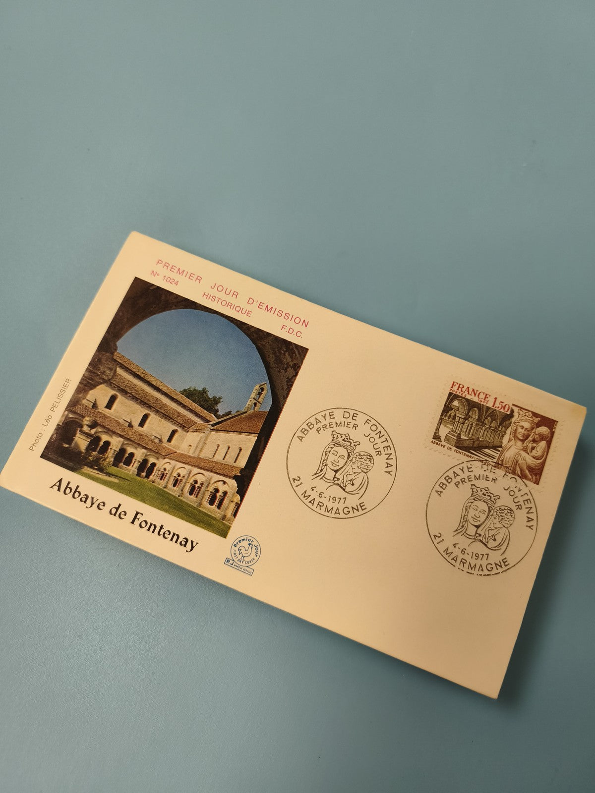 Enveloppe premier jour Abbaye de Fontenay FDC timbre France 1971 (Ref 11)
