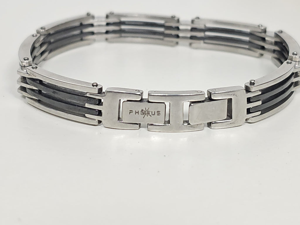 Bracelet rétro ancien signé en acier, bijou vintage pour collectionneur