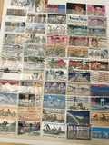 Lot de timbres USA oblitérés thématiques multicolores (support non inclus)