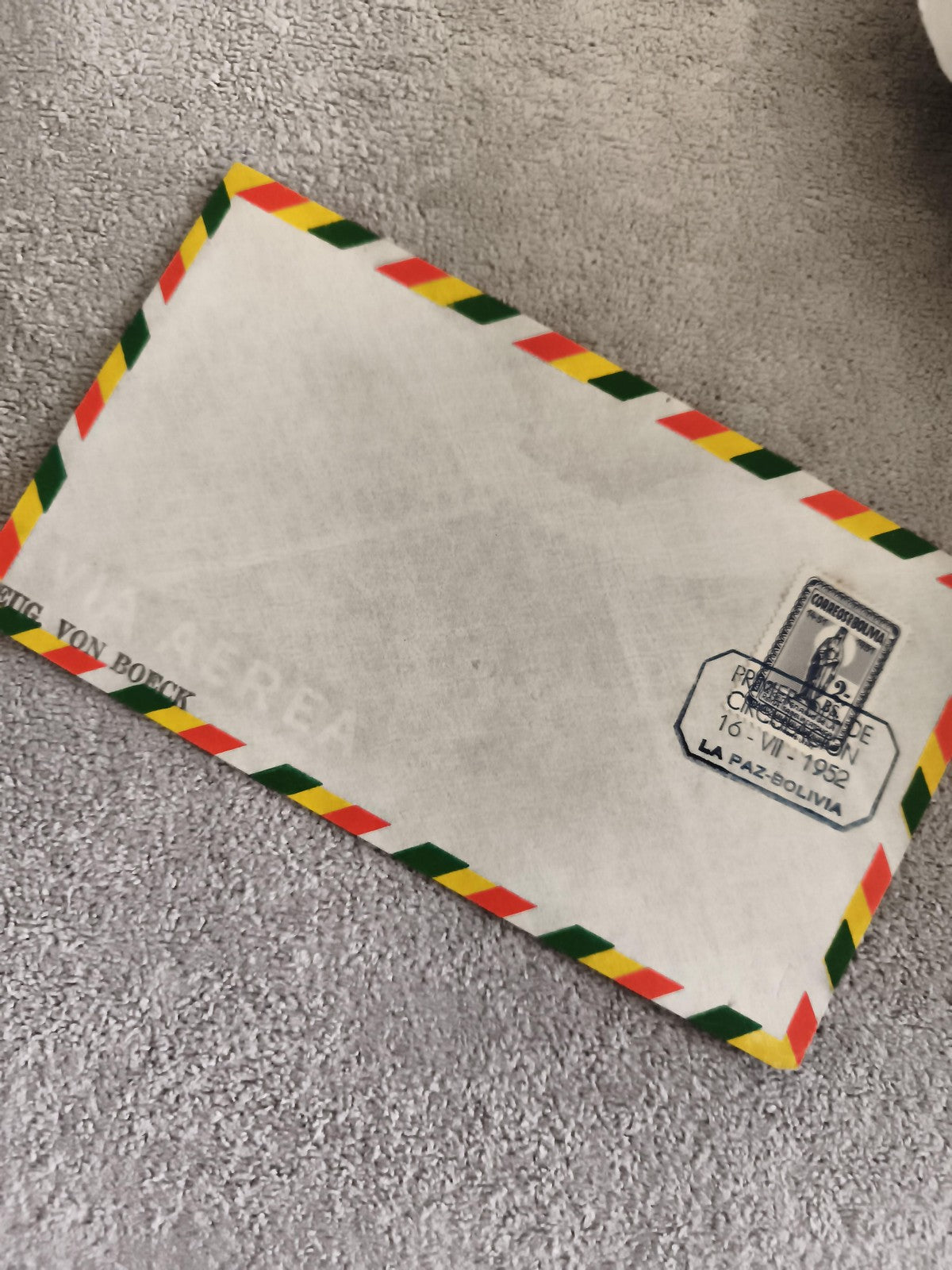 Lettre avion Bolivie 1952 oblitérée La Paz philatélie timbre poste