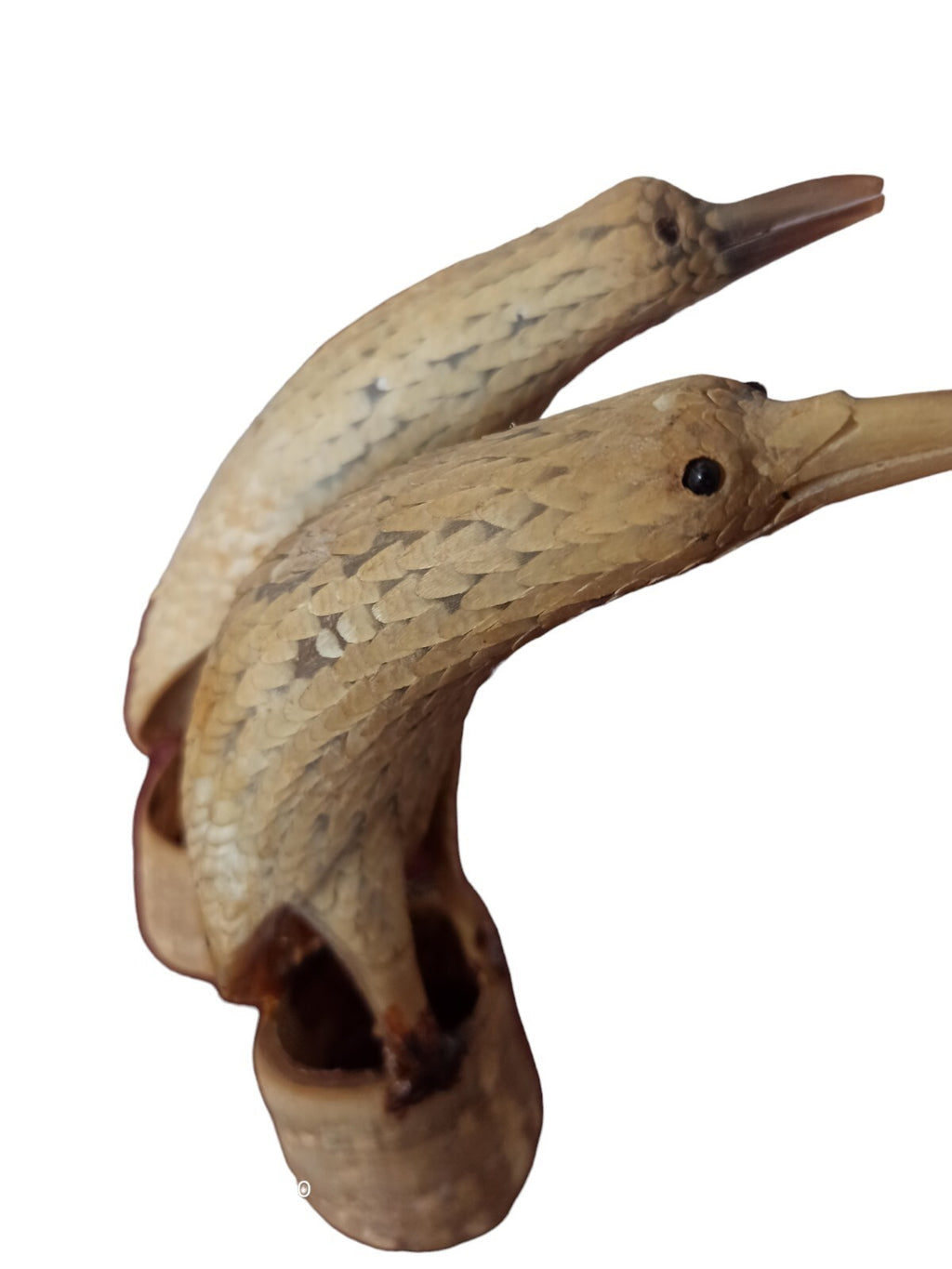 Sculpture ancienne oiseaux en os et corne, décor animalier, taxidermie déco