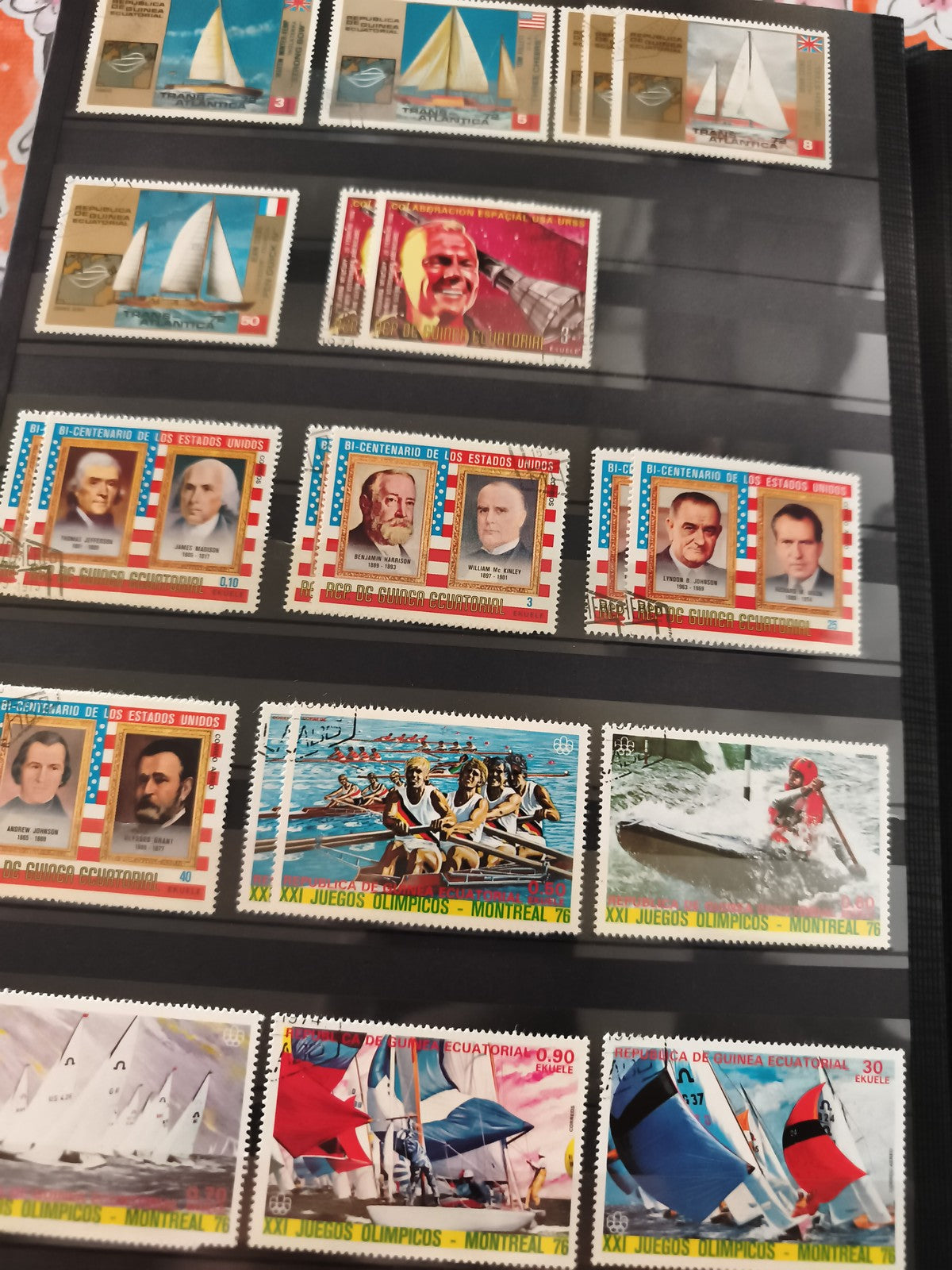 Timbres anciens thématiques sport et USA, Jeux Olympiques Montréal 1976
