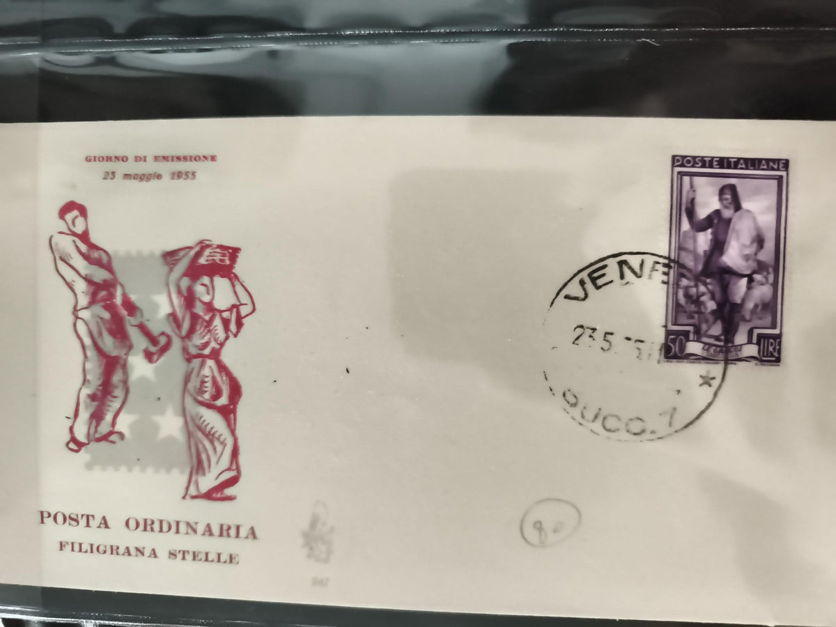 Lettre premier jour Italie 1955 Poste Ordinarie 50 lire oblitérée Venise philaté