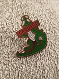 Pin's vintage CROQSOL crocodile vert émaillé, badge publicitaire années 90 (Ref