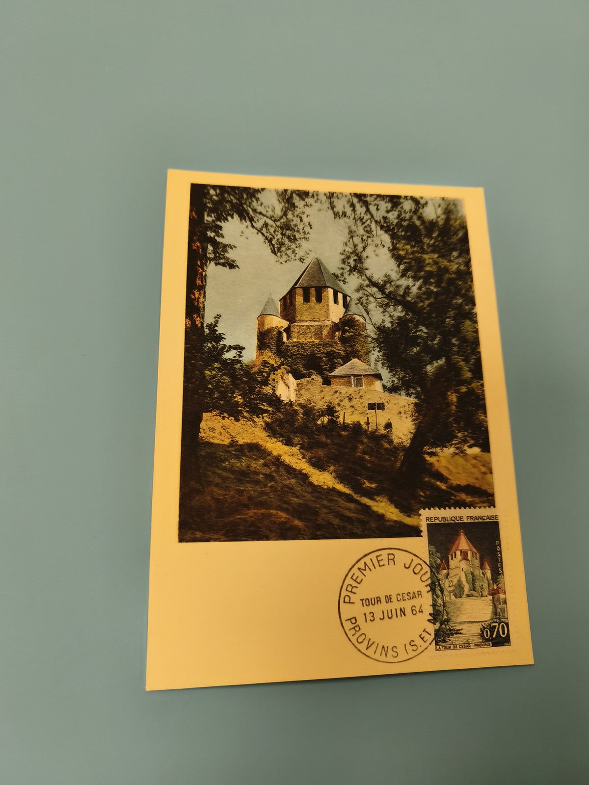 Enveloppe FDC Premier Jour 1964 Tour de César Provins illustration couleur