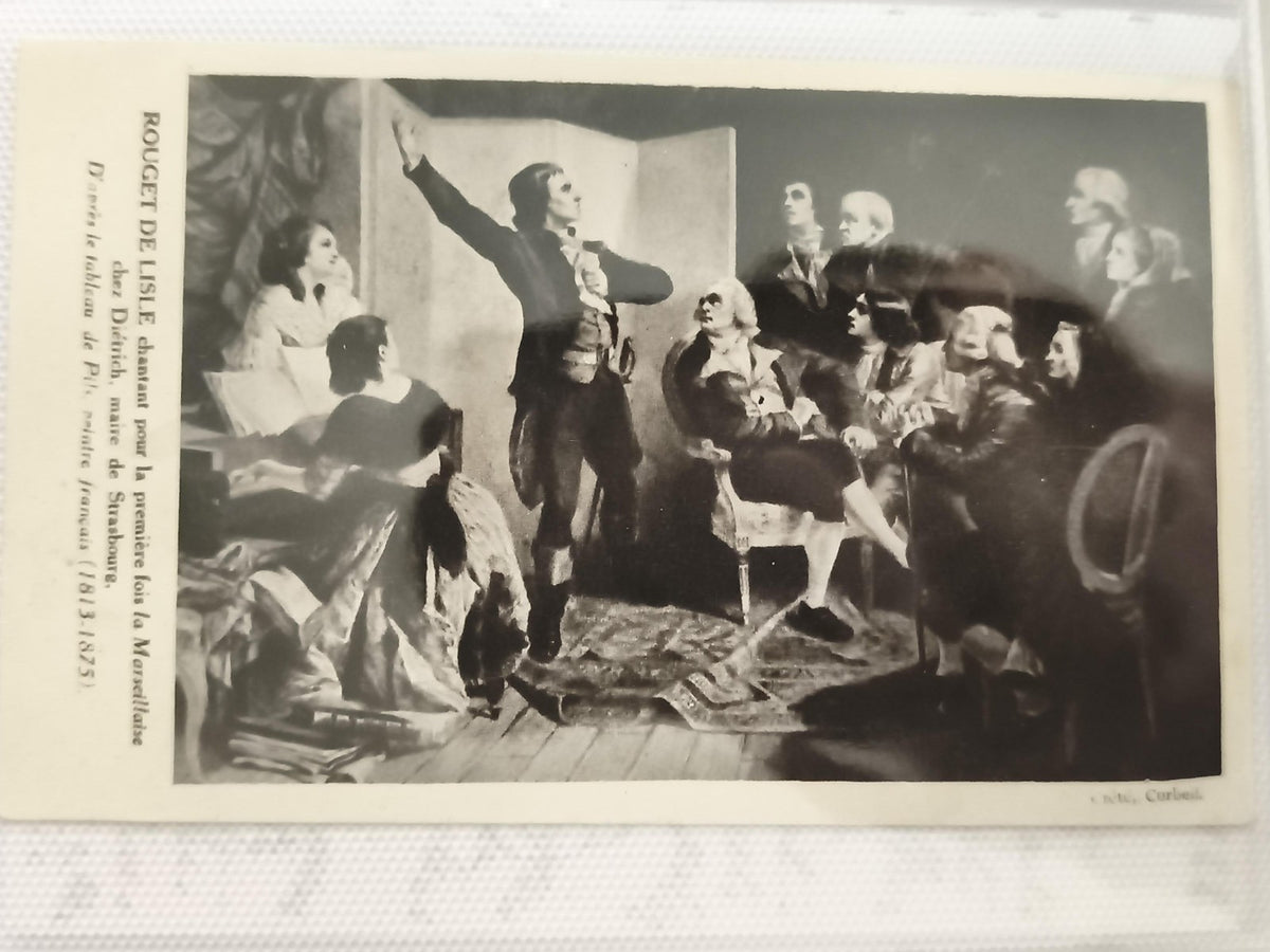 Carte postale ancienne Rouget de Lisle chantant La Marseillaise CPA