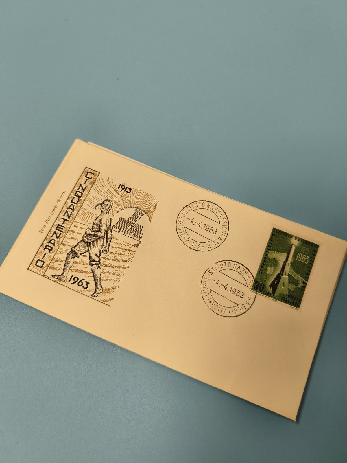 Enveloppe philatélie premier jour FDC 1963 avec timbre et illustration thématiqu
