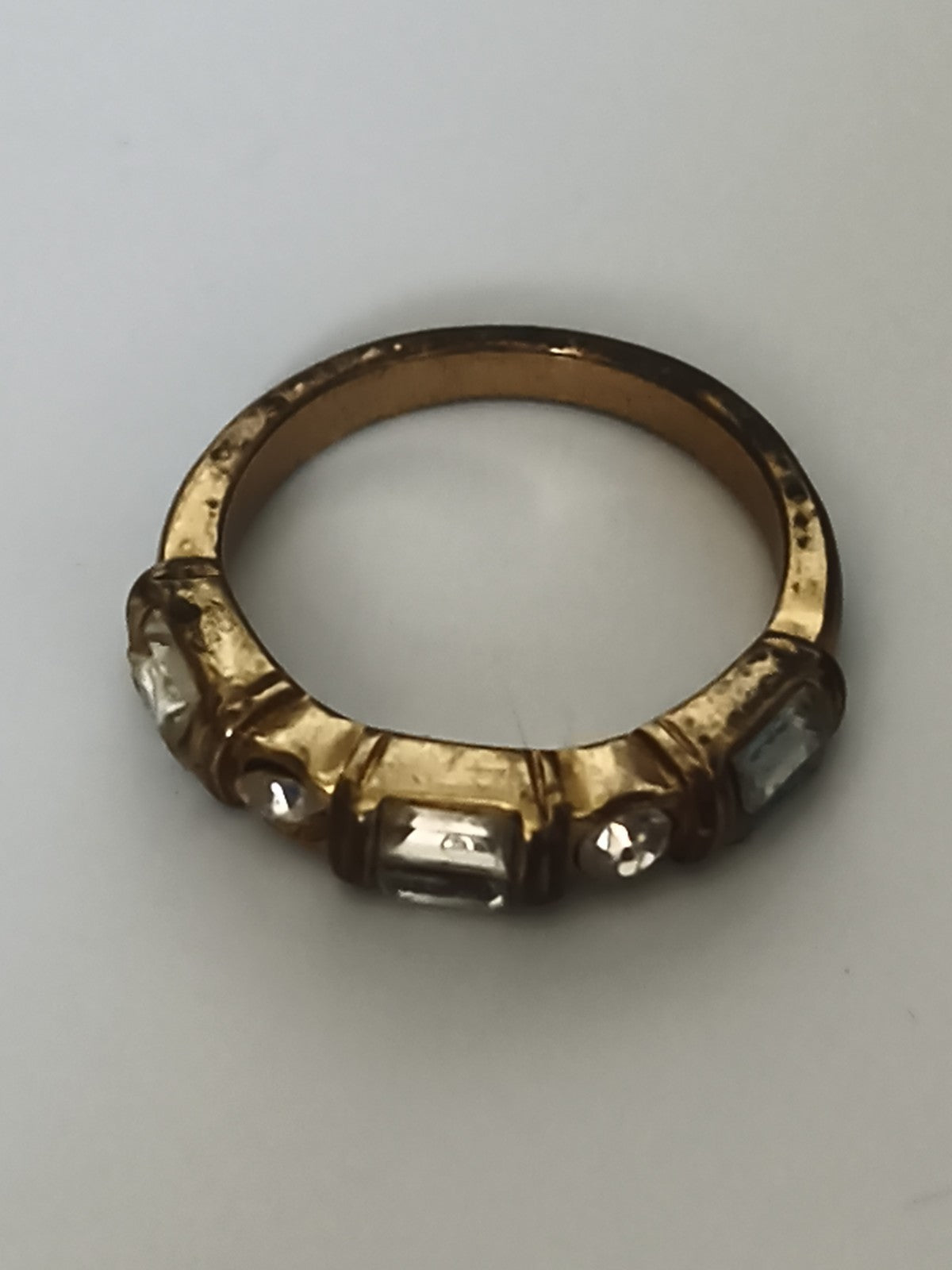 Bague vintage plaquée or rang pierres taille 56 anneau doré rétro