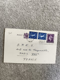 Lettre affranchie timbres Royaume-Uni 1967 Elisabeth II Paris philatélie