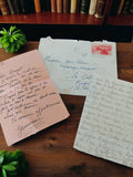 Lettre manuscrite ancienne 1947 + enveloppe, écriture bleue, vintage post-WW2