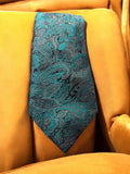 Cravate vintage Styleseta bleu vert motif cachemire élégant homme rétro