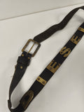 Vintage ceinture Diesel noire à plaques métal doré style industriel