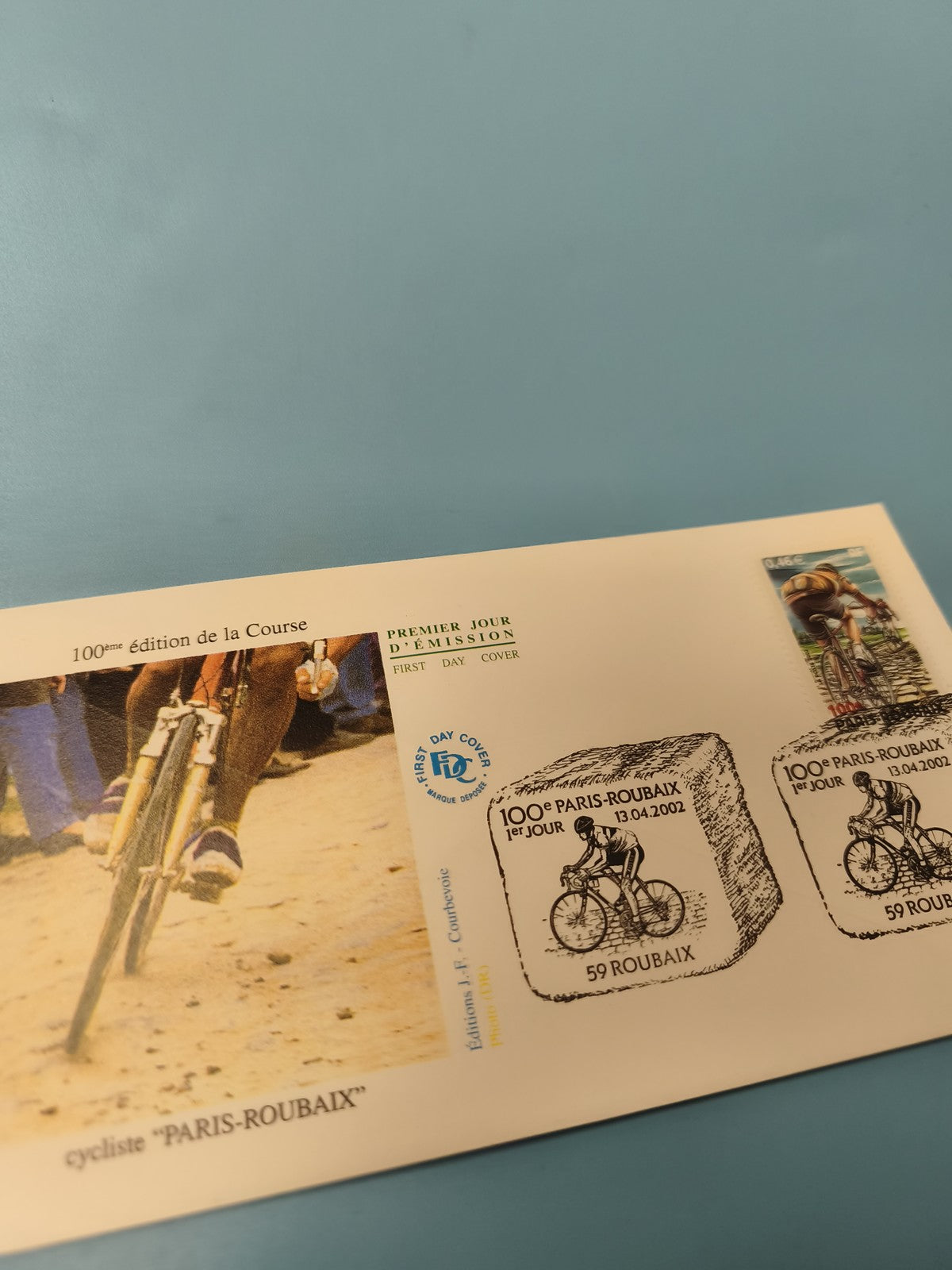 Enveloppe FDC Premier Jour Paris-Roubaix 2002 cyclisme timbre illustré