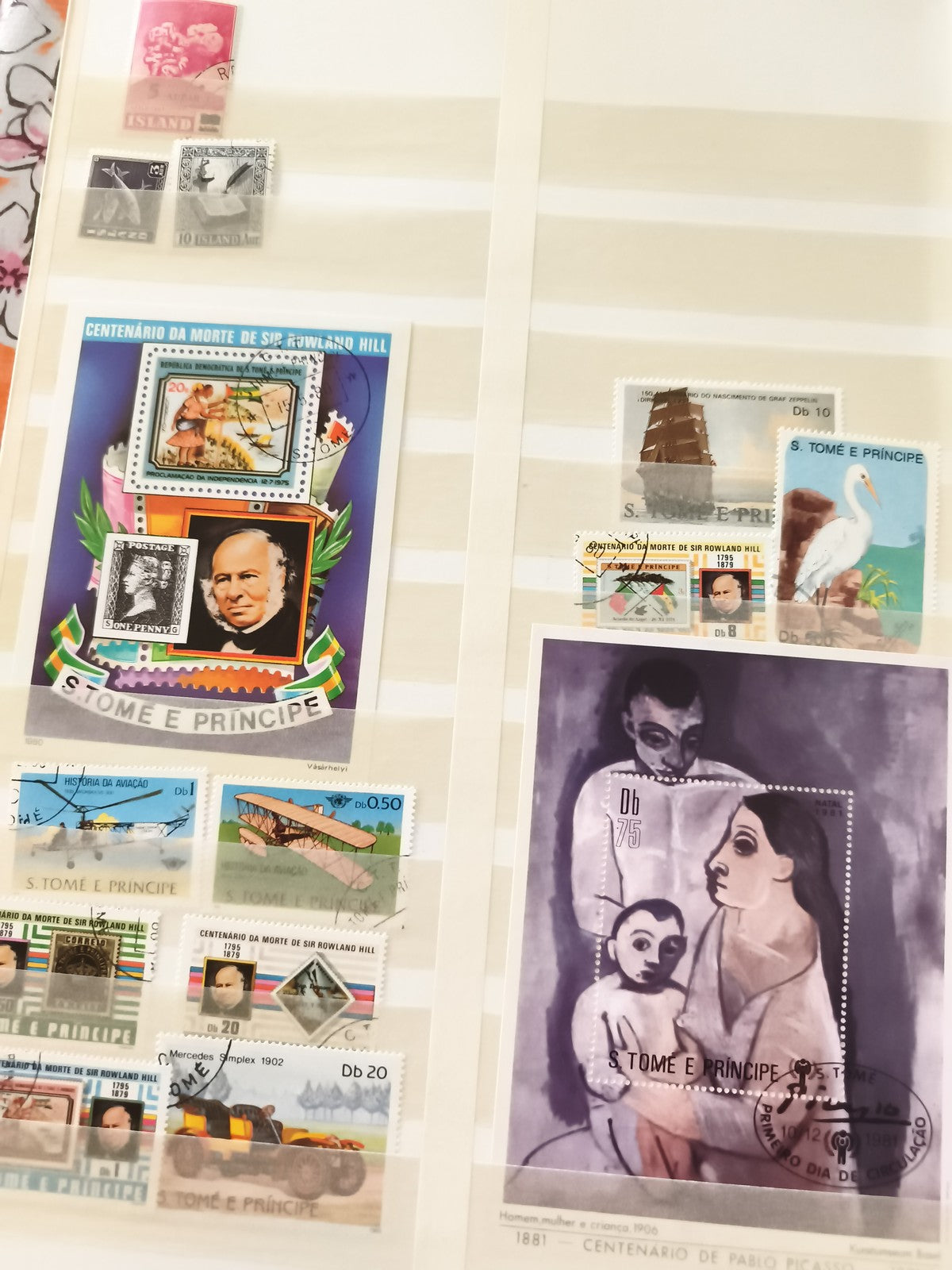 Timbres S. Tomé e Príncipe Picasso Rowland Hill aviation oblitérés philatélie