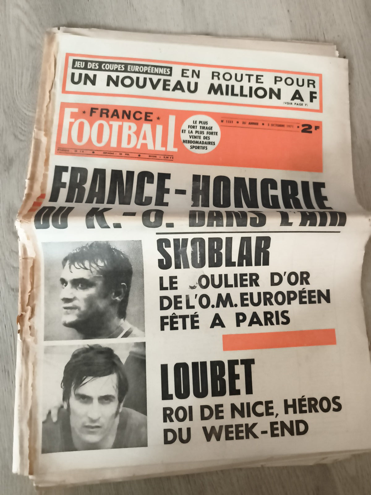 Ancien journal France Football 1971 Skoblar Loubet vintage hebdomadaire sport