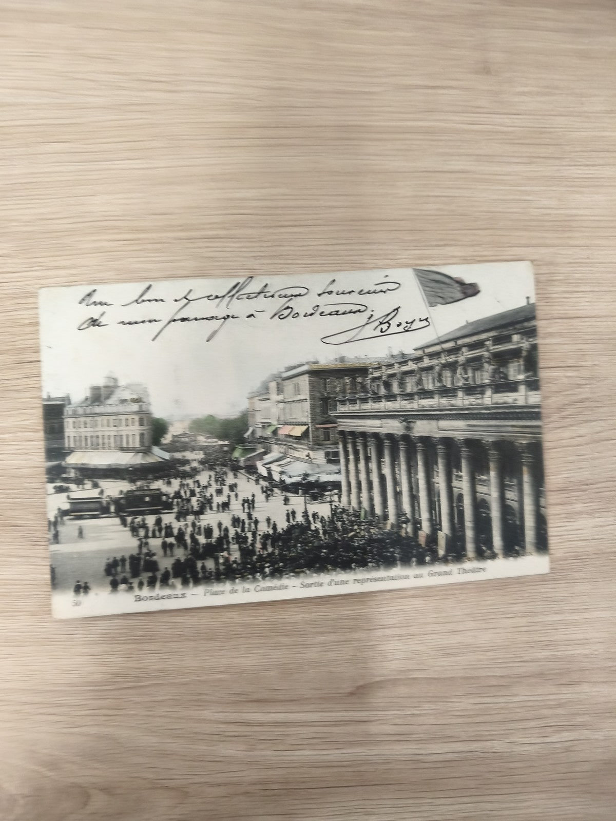 Ancienne CPA Bordeaux Grand Théâtre Place Comédie animée écrite vintage