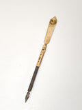 Vintage old carved bone pen holder, writing collectible, retro art object