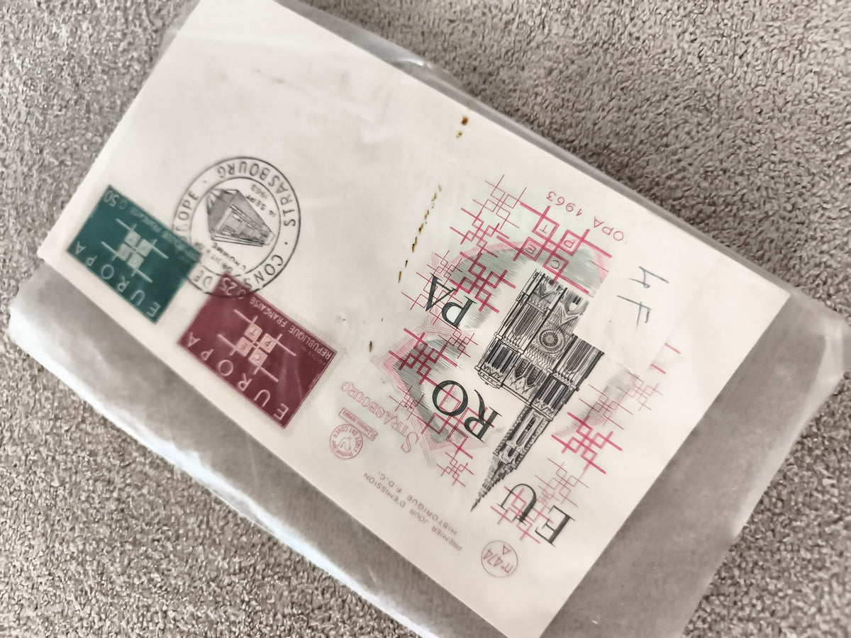 Lettre premier jour Strasbourg 1963 Europa timbres anciens philatélie FDC