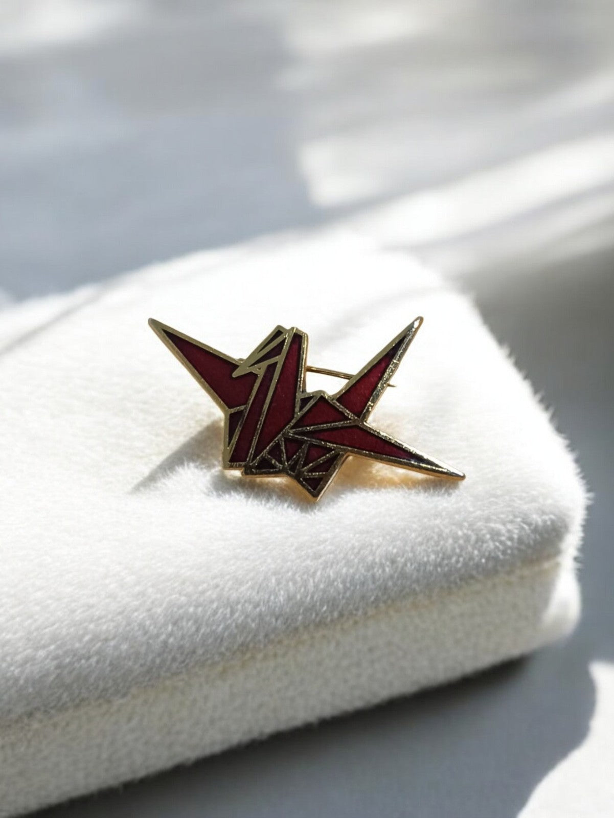 Broche origami grue rouge vintage URSS, épingle rétro soviétique USSR
