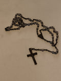 Chapelet ancien catholique perles grises croix foncée vintage rosary