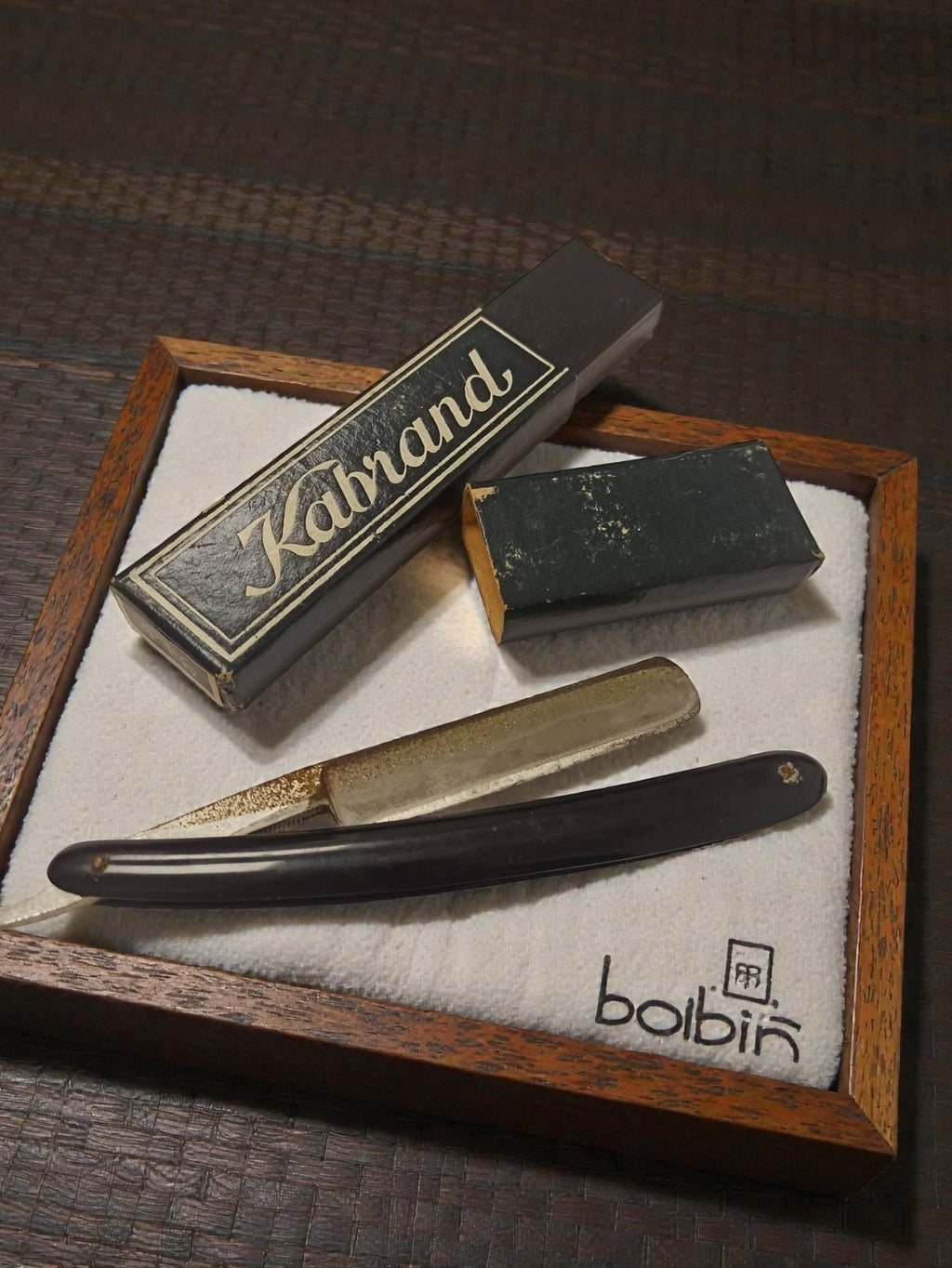 Rasoir coupe-choux ancien Kalrand vintage 1920 boîte d'origine rétro barbier