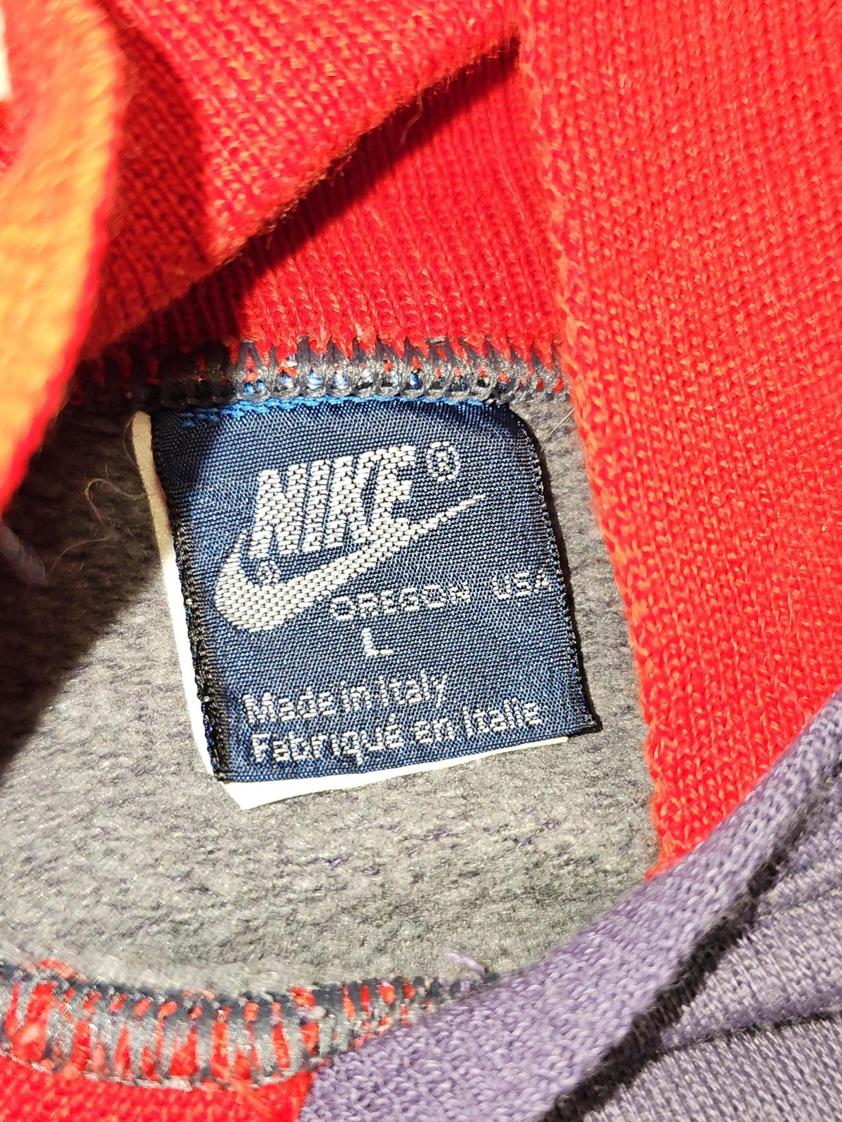 Vintage Nike sweatshirt col polo rétro logo large ancien pull 80's taille L