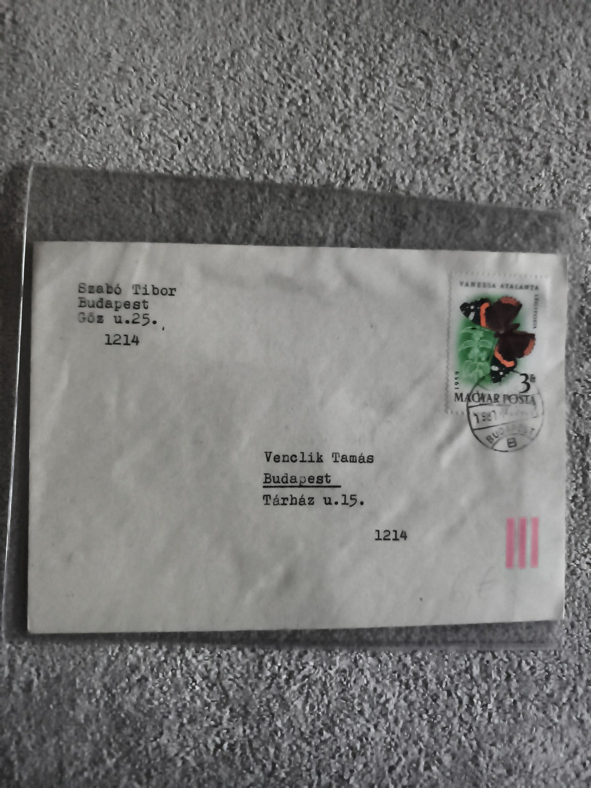 Lettre affranchie Hongrie papillon Vanessa atalanta timbre Magyar Posta philatél
