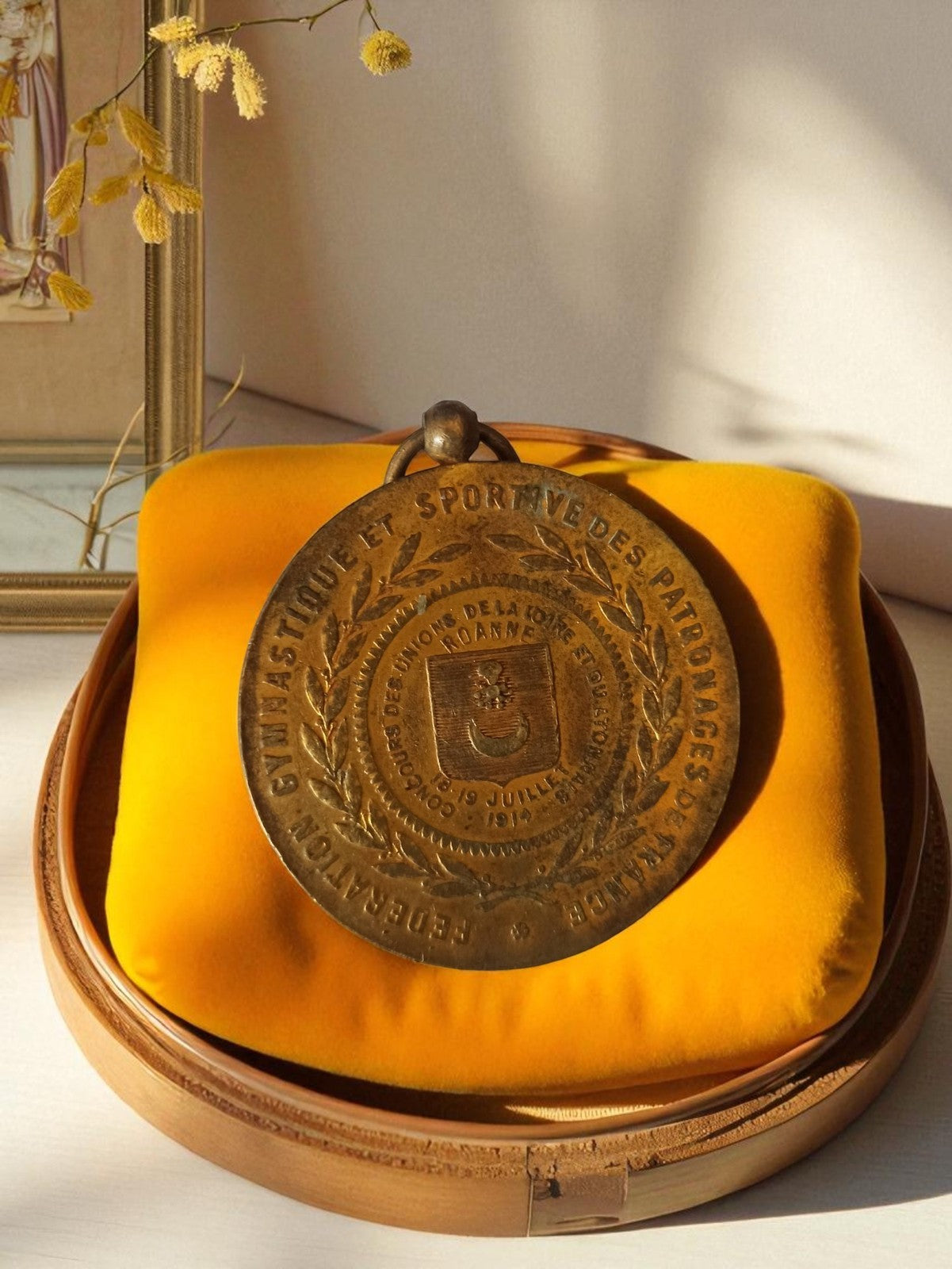 Médaille bronze ancienne Fédération Gymnastique Patronages France 1914 vintage