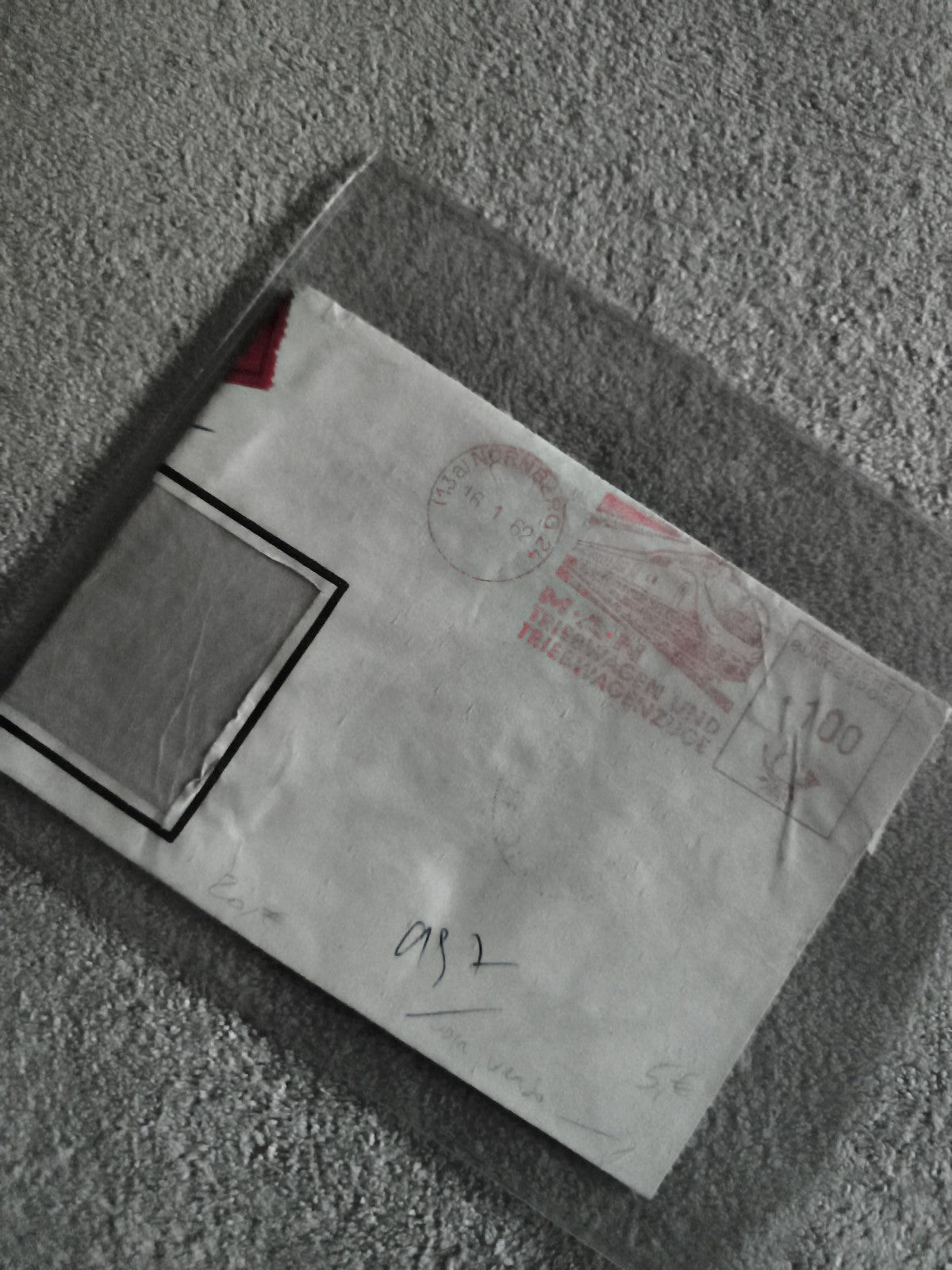 Lettre oblitérée Allemagne 1962 affranchissement rouge philatélie (Ref 27)